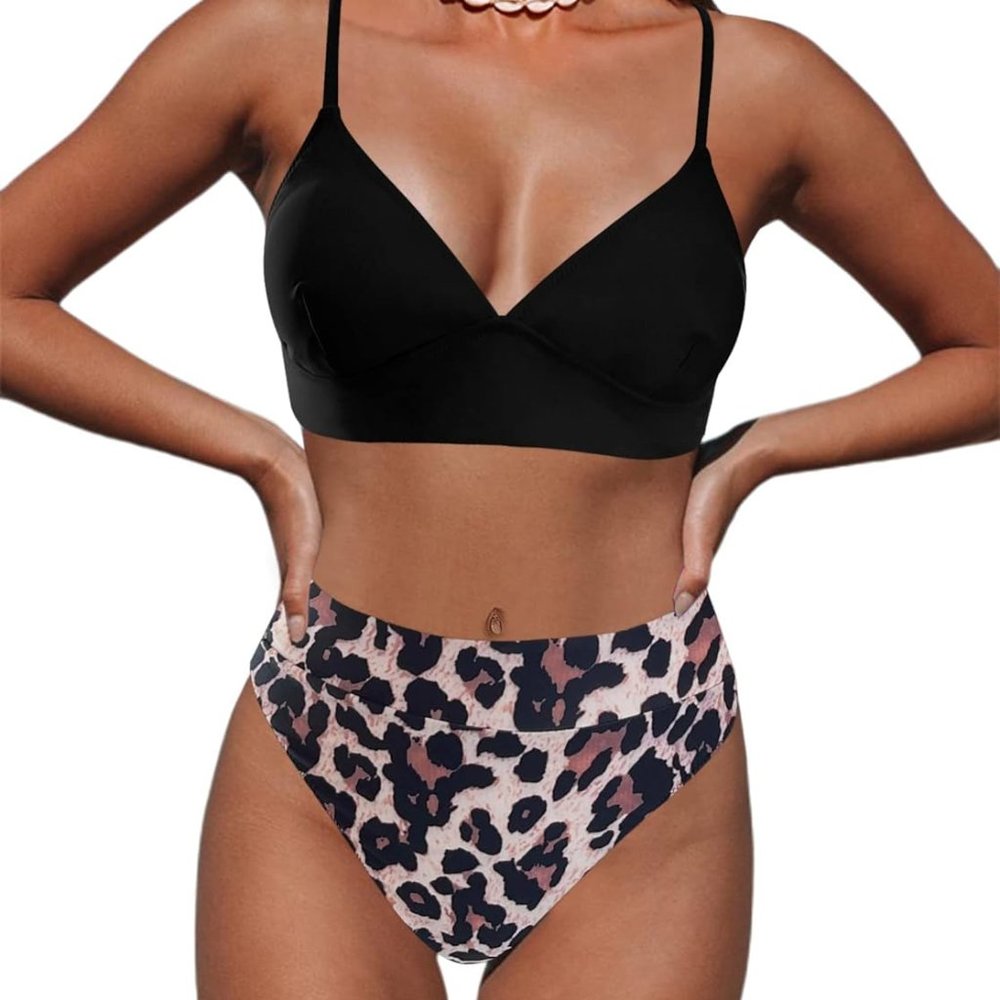 Leopard Flower Print Bikini Set - image 1